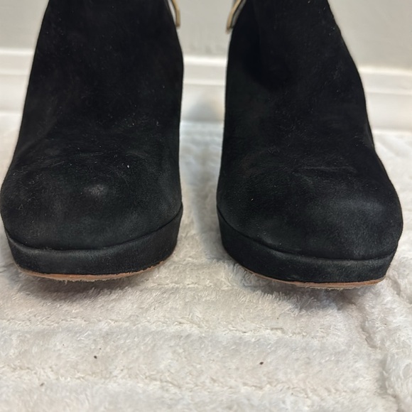 Vince Camuto Elvin Suede Platform Bootie With Crocodile Leather Heel - Picture 3 of 9